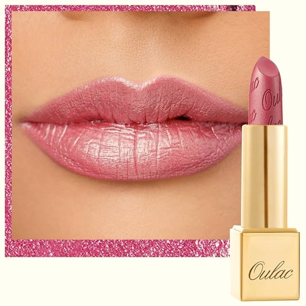 New in Box Oulac Pink Lipstick - Metallic 3D Shine! Pretty!